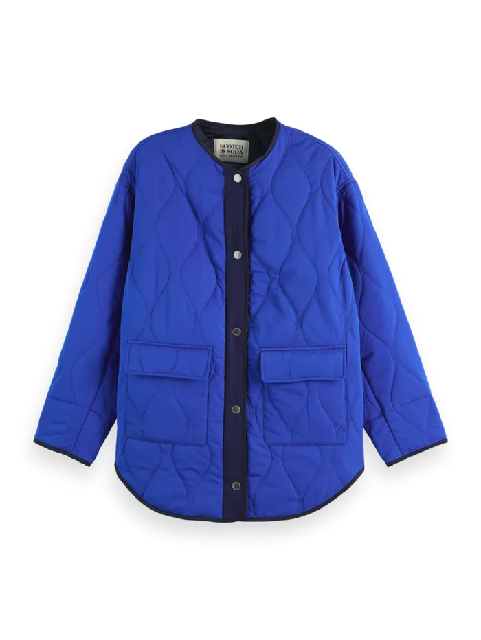 Oversized Onion Quilt Liner Jacket Electric Blue Women Scotch and Soda Jackets and Coats Oversized Onion Quilt Liner Jacket Electric Blue Women Scotch and Soda Jackets and Coats