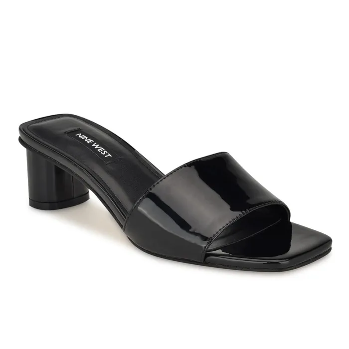 Paire Slide Sandals Black Women Nine West Heeled Paire Slide Sandals Black Women Nine West Heeled