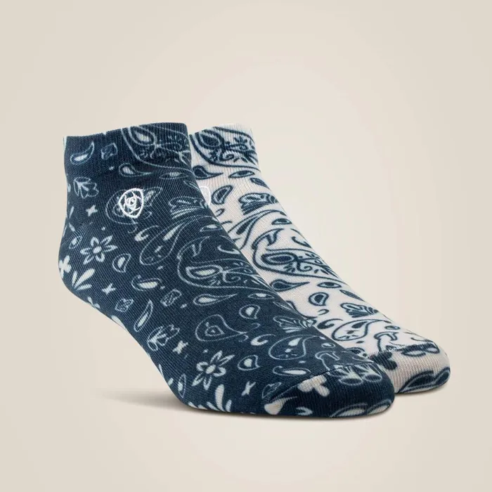 Paisley Print Ankle Sock 2 Pair Multi Color Pack Naturalnavy Women Ariat Socks