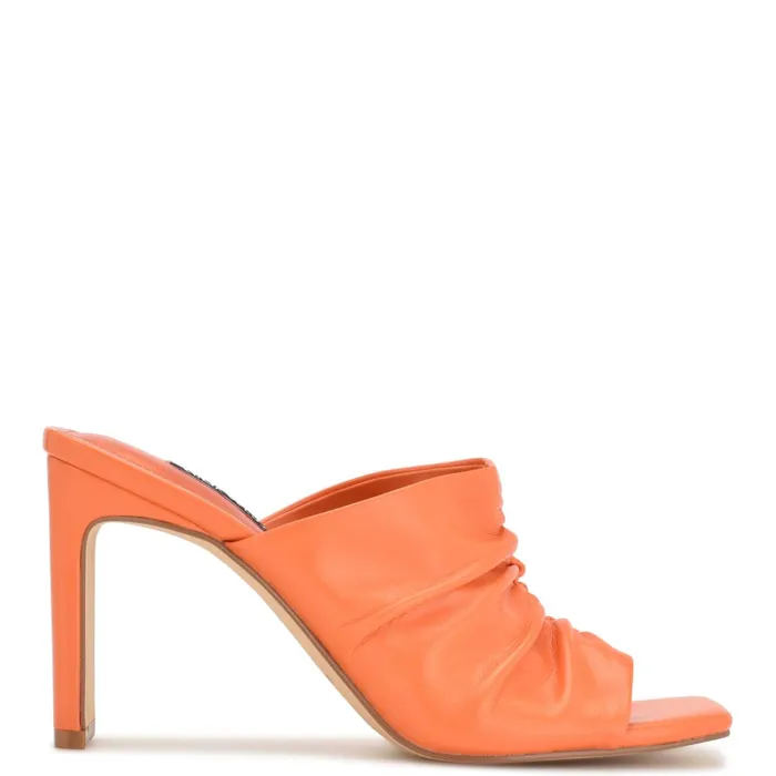 Peary Heeled Slide Sandals Orange Women Nine West Mid Heels