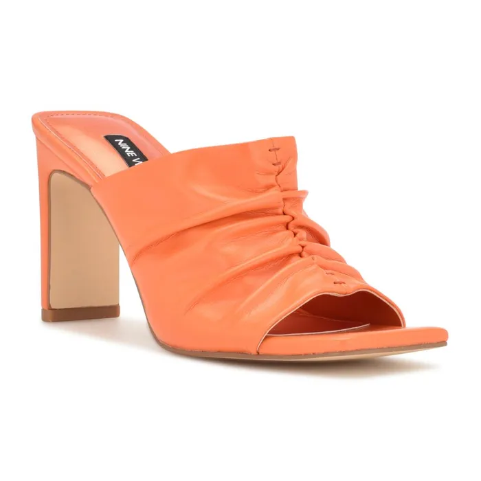 Peary Heeled Slide Sandals Orange Women Nine West Mid Heels