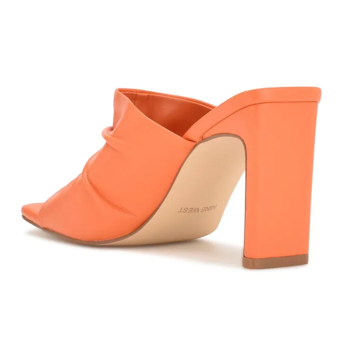 Peary Heeled Slide Sandals Orange Women Nine West Mid Heels