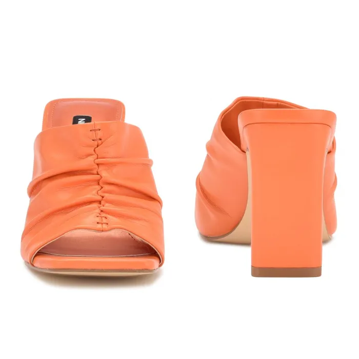 Peary Heeled Slide Sandals Orange Women Nine West Mid Heels