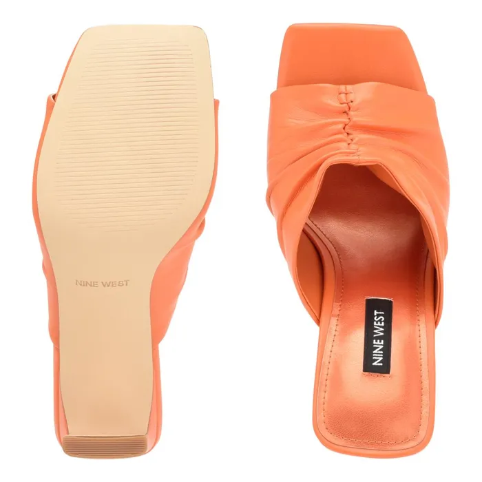 Peary Heeled Slide Sandals Orange Women Nine West Mid Heels