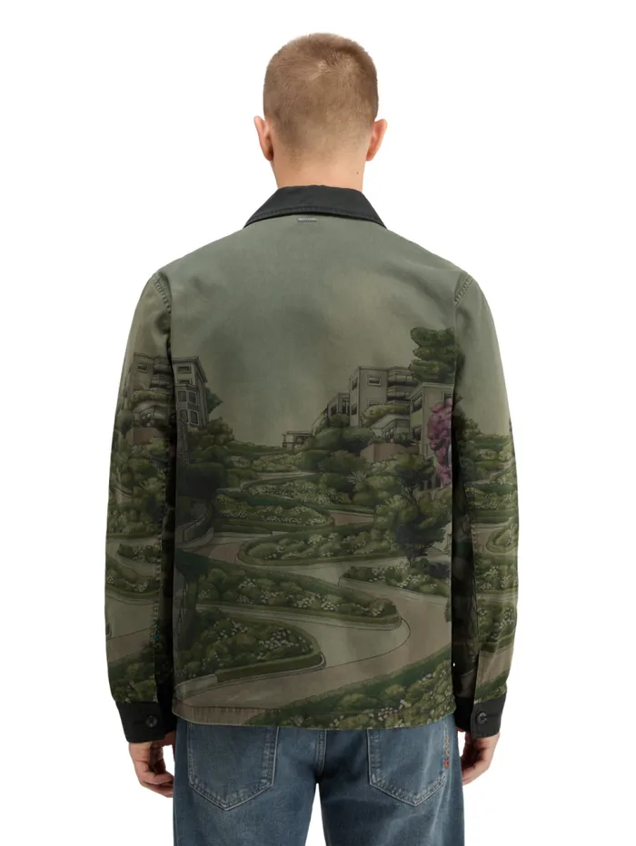 PHOTOPRINTED TWILL COACH JACKET Lombard Street Scenery Men Scotch and Soda Jackets and Coats PHOTOPRINTED TWILL COACH JACKET Lombard Street Scenery Men Scotch and Soda Jackets and Coats
