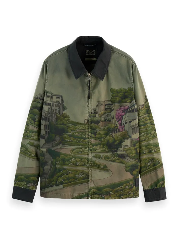 PHOTOPRINTED TWILL COACH JACKET Lombard Street Scenery Men Scotch and Soda Jackets and Coats PHOTOPRINTED TWILL COACH JACKET Lombard Street Scenery Men Scotch and Soda Jackets and Coats