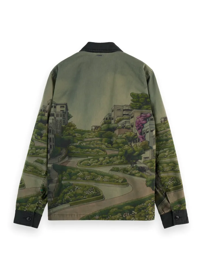 PHOTOPRINTED TWILL COACH JACKET Lombard Street Scenery Men Scotch and Soda Jackets and Coats PHOTOPRINTED TWILL COACH JACKET Lombard Street Scenery Men Scotch and Soda Jackets and Coats