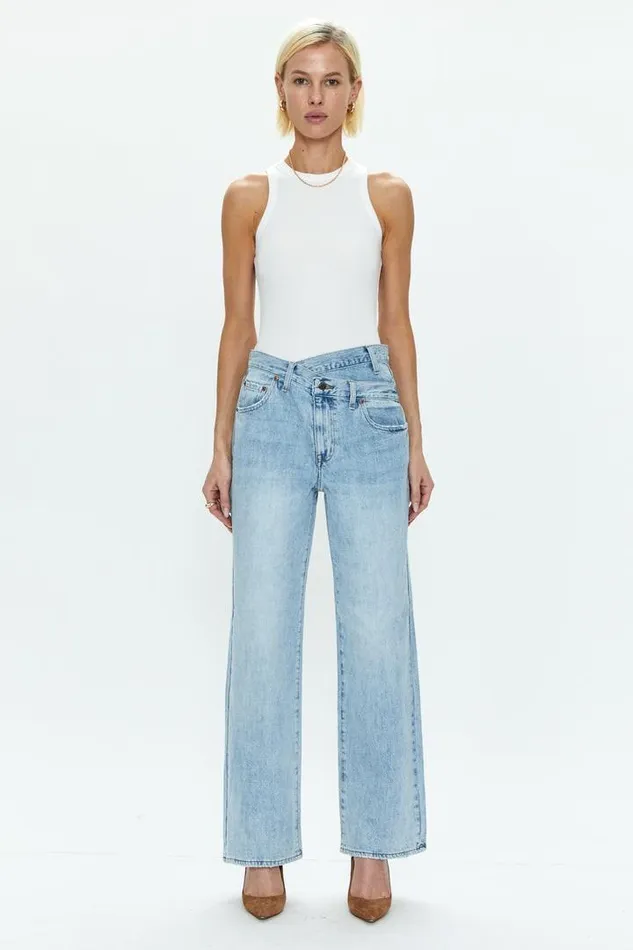 Pistola Denim Denim Women Bobbie Mid Rise Loose Straight Leg W Crossover 8211 Nelson Nelson