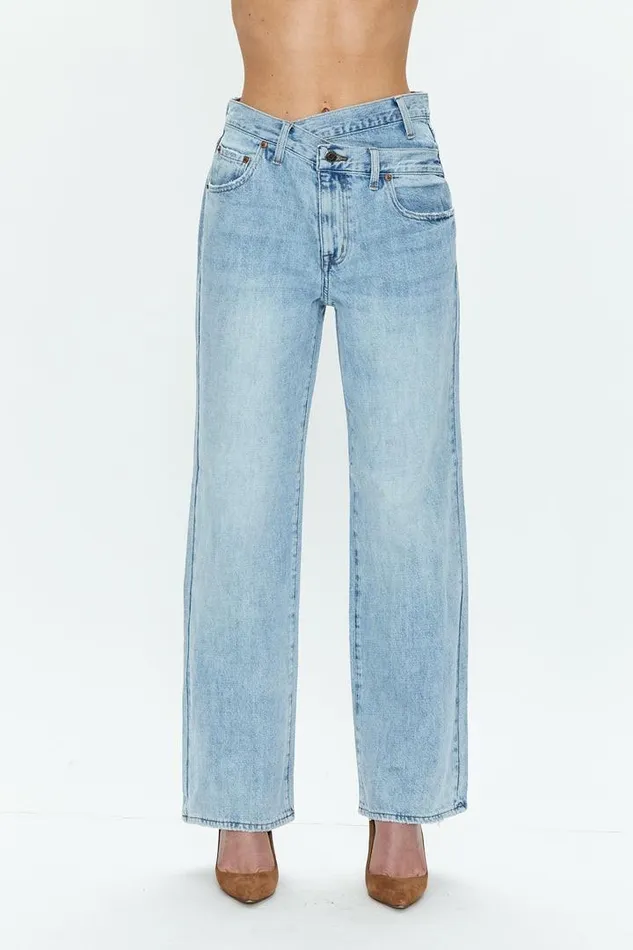 Pistola Denim Denim Women Bobbie Mid Rise Loose Straight Leg W Crossover 8211 Nelson Nelson