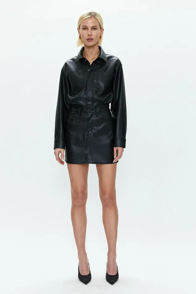 Pistola Denim Dresses Women Nina Long Sleeve Mini Dress 8211 Slate Black Slate Black
