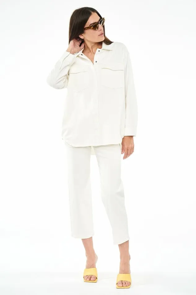 Pistola Denim Jackets and Outerwear Women Mandy Oversized Shacket 8211 Macadamia Macadamia