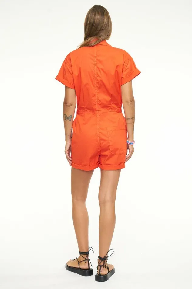 Pistola Denim Jumpsuits and Rompers Women Parker Short Sleeve Romper 8211 Blood Orange Blood Orange