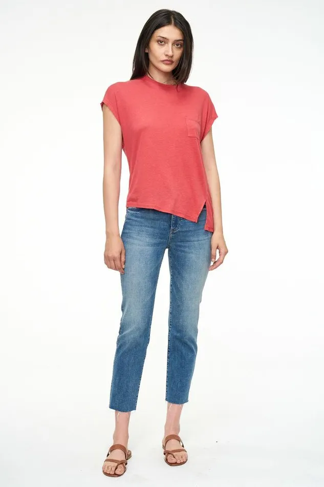 Pistola Denim Tops Women Alma Asymetric Linen Tee 8211 Strawberry Strawberry