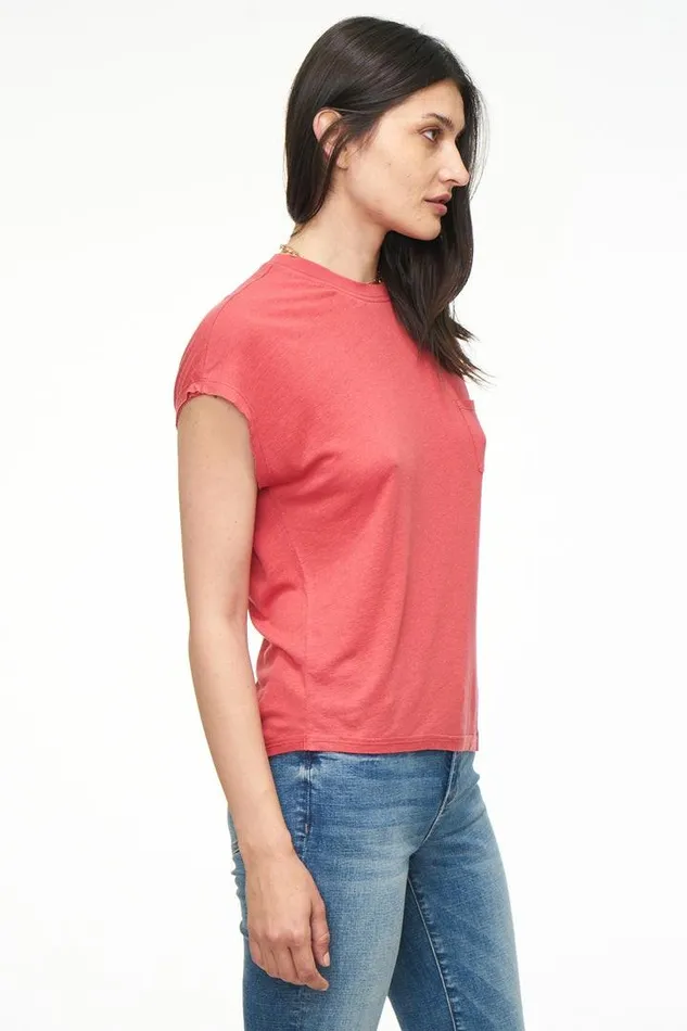 Pistola Denim Tops Women Alma Asymetric Linen Tee 8211 Strawberry Strawberry
