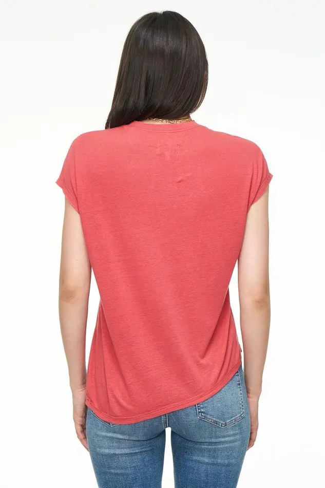 Pistola Denim Tops Women Alma Asymetric Linen Tee 8211 Strawberry Strawberry