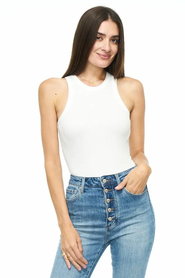 Pistola Denim Tops Women Blake Crewneck Bodysuit 8211 Le Blanc Le Blanc