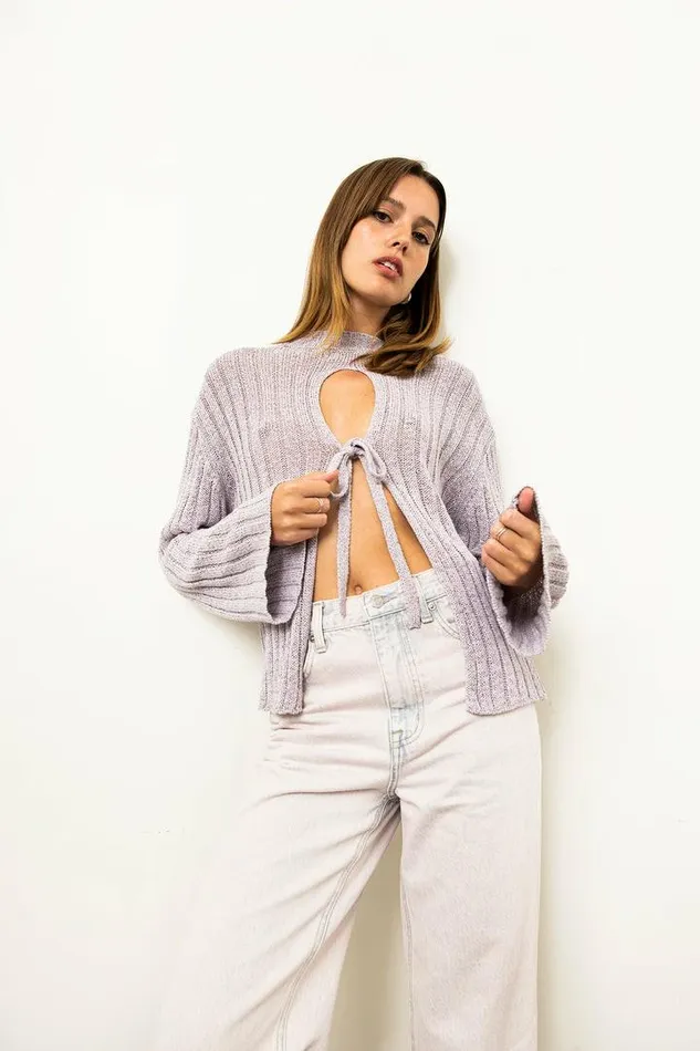 Pistola Denim Tops Women Britt Open Back Bell Sleeve Sweater 8211 Iris Iris