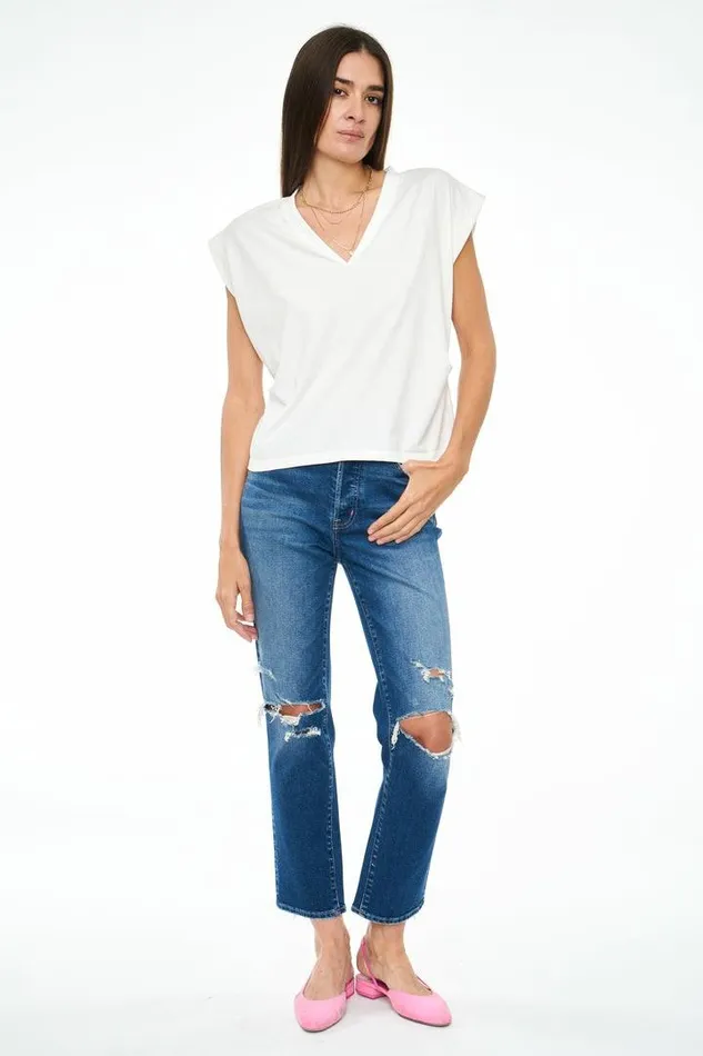 Pistola Denim Tops Women Carson VNeck Muscle Tee 8211 Le Blanc Le Blanc