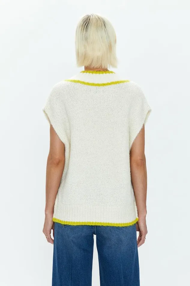 Pistola Denim Tops Women Kiran Sweater Vest 8211 Ecru With Zest Ecru W Zest Piping