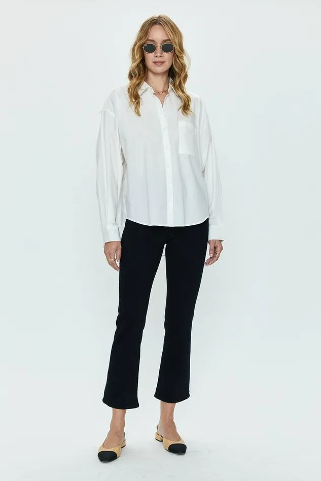 Pistola Denim Tops Women Sloane Long Sleeve Oversized Button Down Shirt 8211 Le Blanc Le Blanc