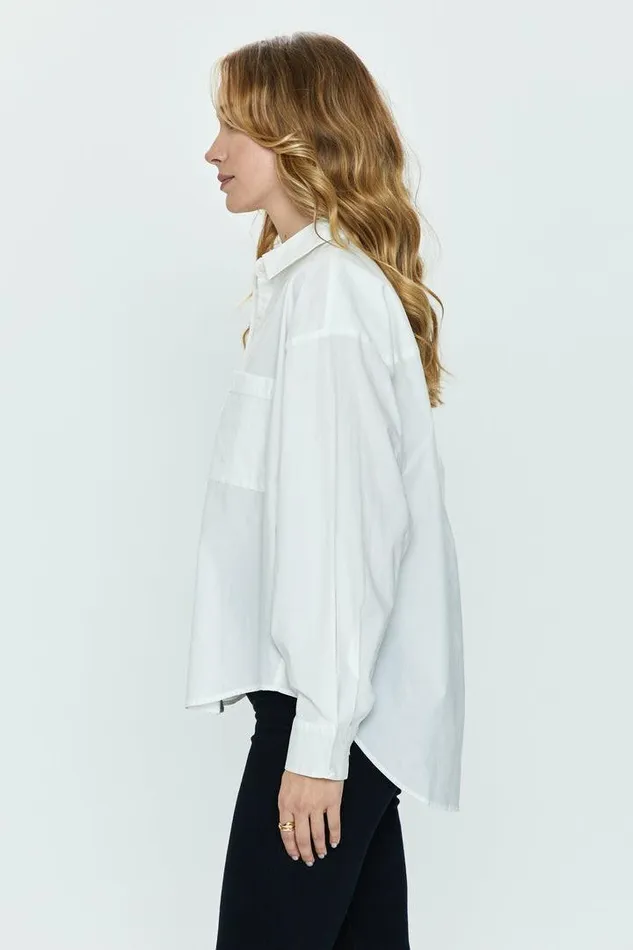 Pistola Denim Tops Women Sloane Long Sleeve Oversized Button Down Shirt 8211 Le Blanc Le Blanc