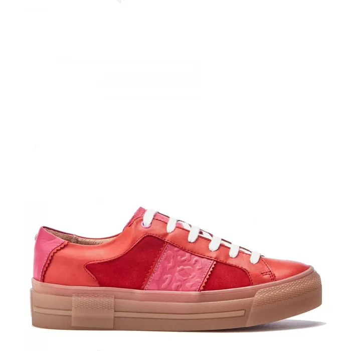 Platform Trainers Women Moda In Pelle Amande Red Leather