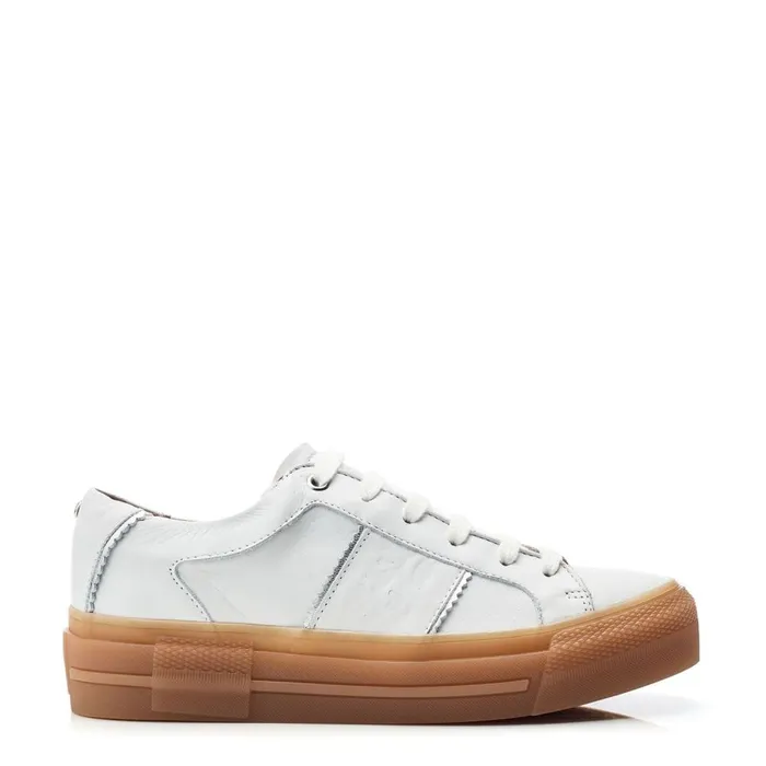 Platform Trainers Women Moda In Pelle Amande White Leather