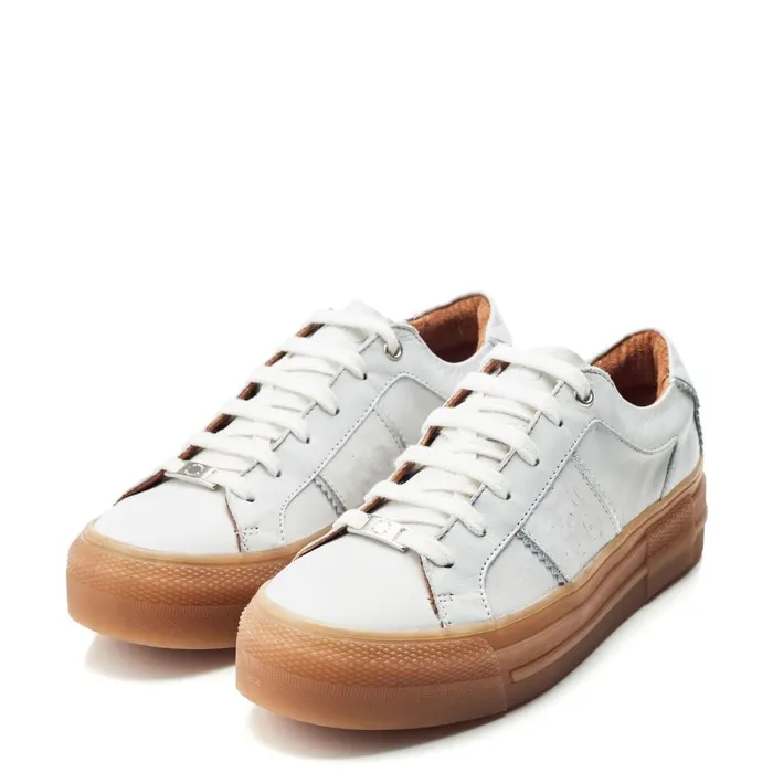 Platform Trainers Women Moda In Pelle Amande White Leather