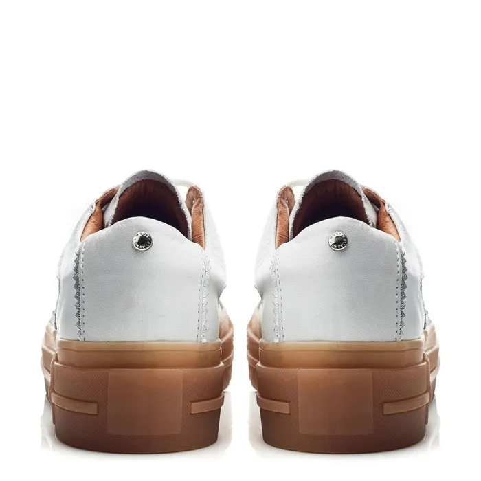 Platform Trainers Women Moda In Pelle Amande White Leather