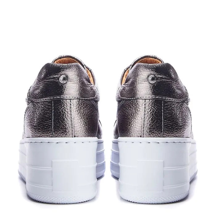 Platform Trainers Women Moda In Pelle Aneeba Pewter Metallic Leather