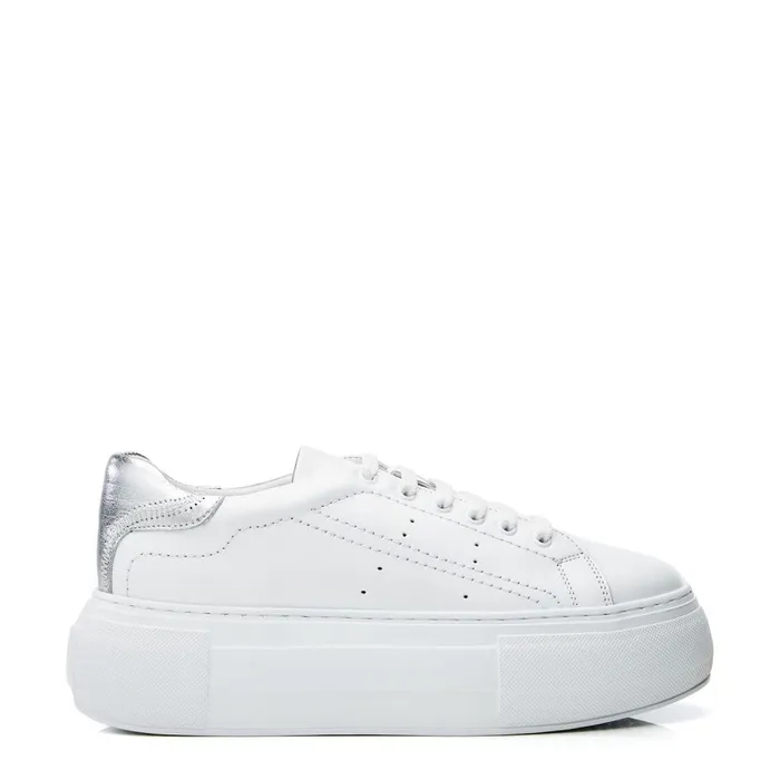 Platform Trainers Women Moda In Pelle Bsoleful BKendri White 8211 Silver Leather