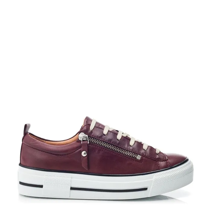 Platform Trainers Women Moda In Pelle Filician Burgundy Leather