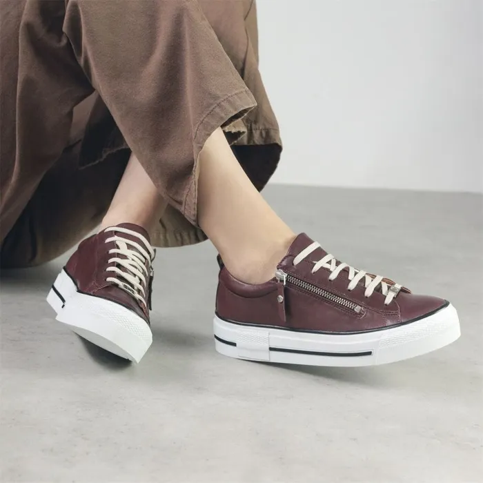 Platform Trainers Women Moda In Pelle Filician Burgundy Leather