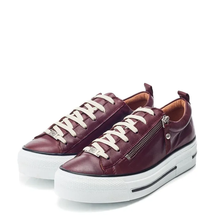 Platform Trainers Women Moda In Pelle Filician Burgundy Leather