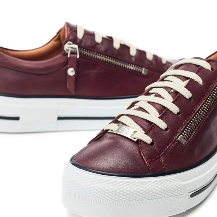 Platform Trainers Women Moda In Pelle Filician Burgundy Leather