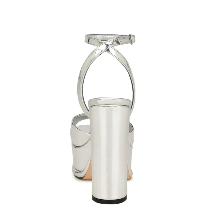 Platt Platform Ankle Strap Sandals Silver Women Nine West Platforms Platt Platform Ankle Strap Sandals Silver Women Nine West Platforms