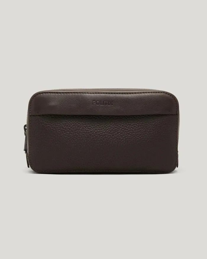 Politix Bags Men Leather Kit Bag Brown