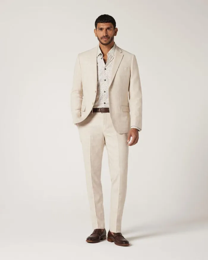 Politix Blazers Men Slim Stretch Check Tailored Jacket Natural Check