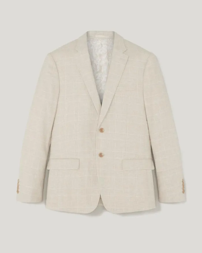 Politix Blazers Men Slim Stretch Check Tailored Jacket Natural Check