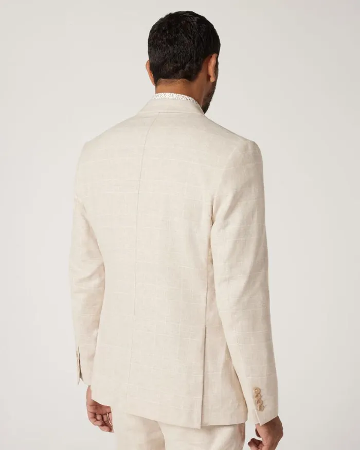 Politix Blazers Men Slim Stretch Check Tailored Jacket Natural Check