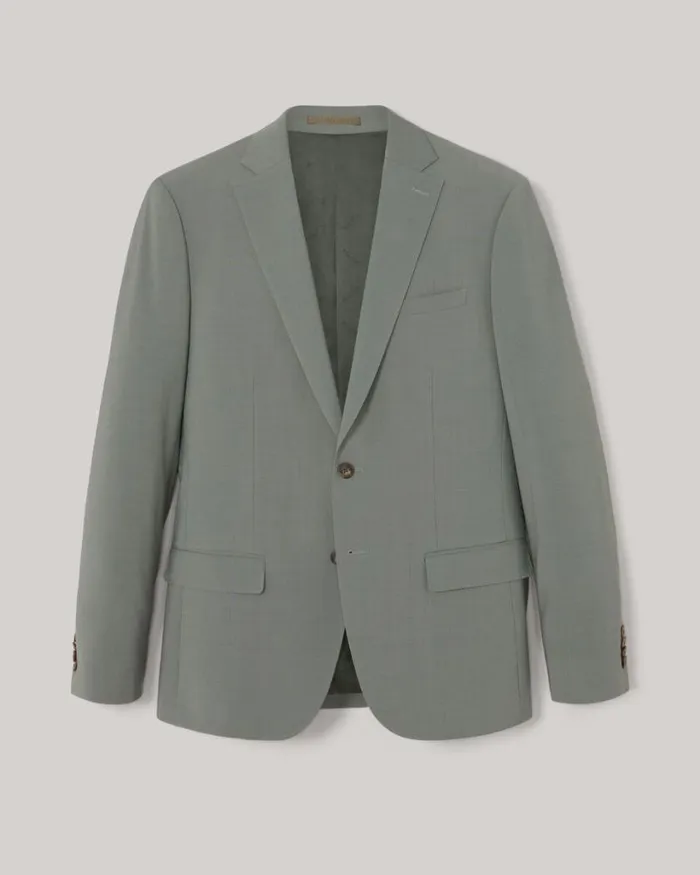 Politix Blazers Men Slim Stretch Wool Blend Tailored Jacket Sage