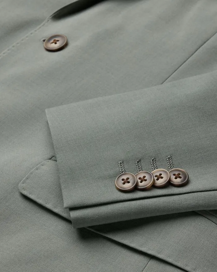 Politix Blazers Men Slim Stretch Wool Blend Tailored Jacket Sage