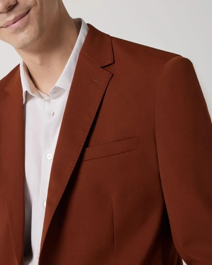 Politix Blazers Men Wool Blend Soft Tailored Jacket Terracotta