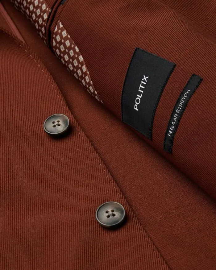 Politix Blazers Men Wool Blend Soft Tailored Jacket Terracotta
