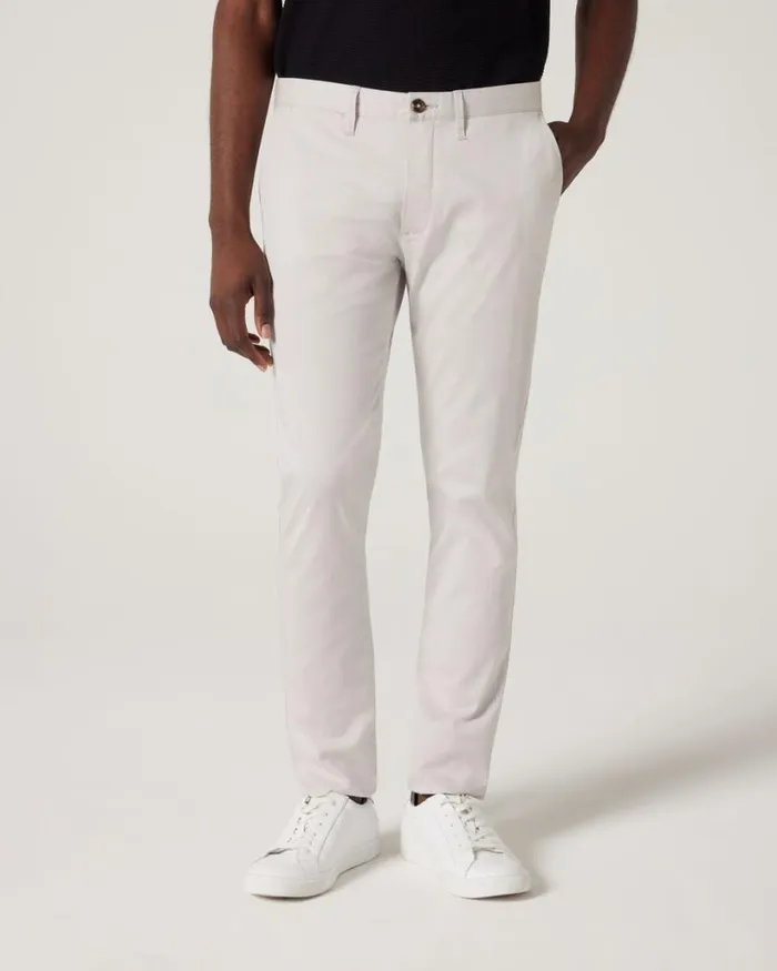 Politix Chinos Men Ultra Slim Stretch Cotton Chino Silver
