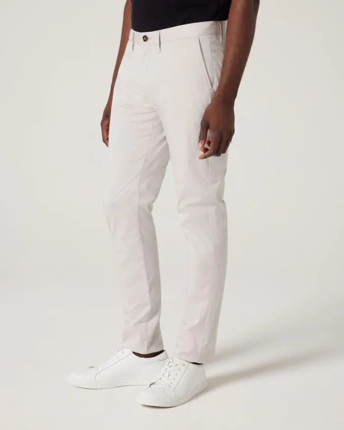 Politix Chinos Men Ultra Slim Stretch Cotton Chino Silver
