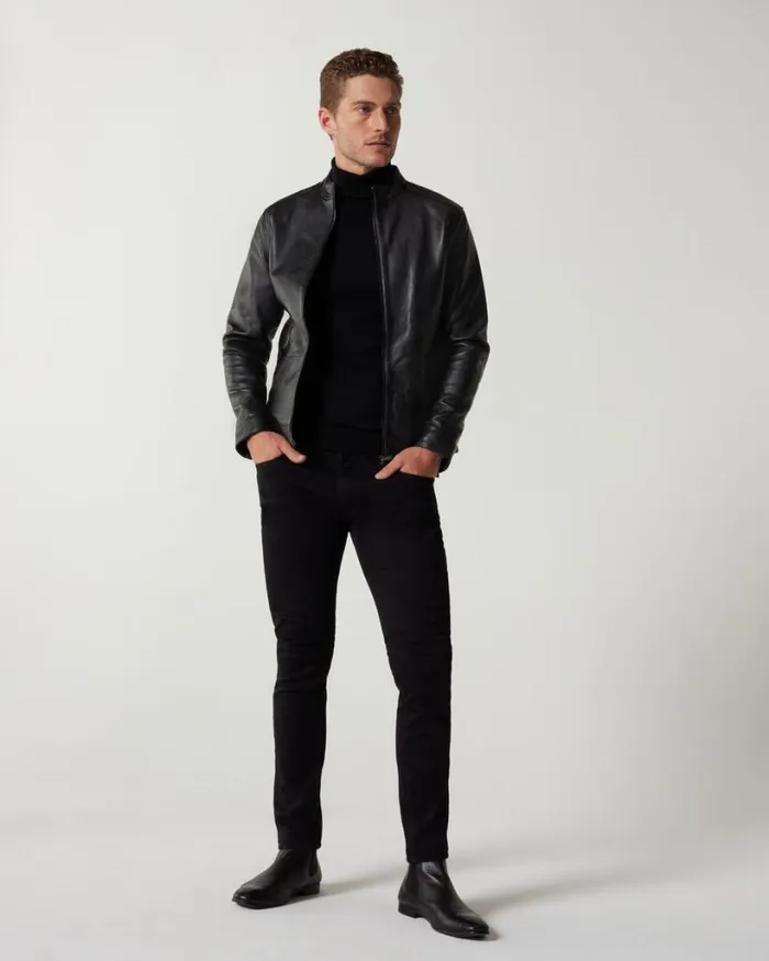 Politix Coats and Jackets Men Clean Biker Jacket Black