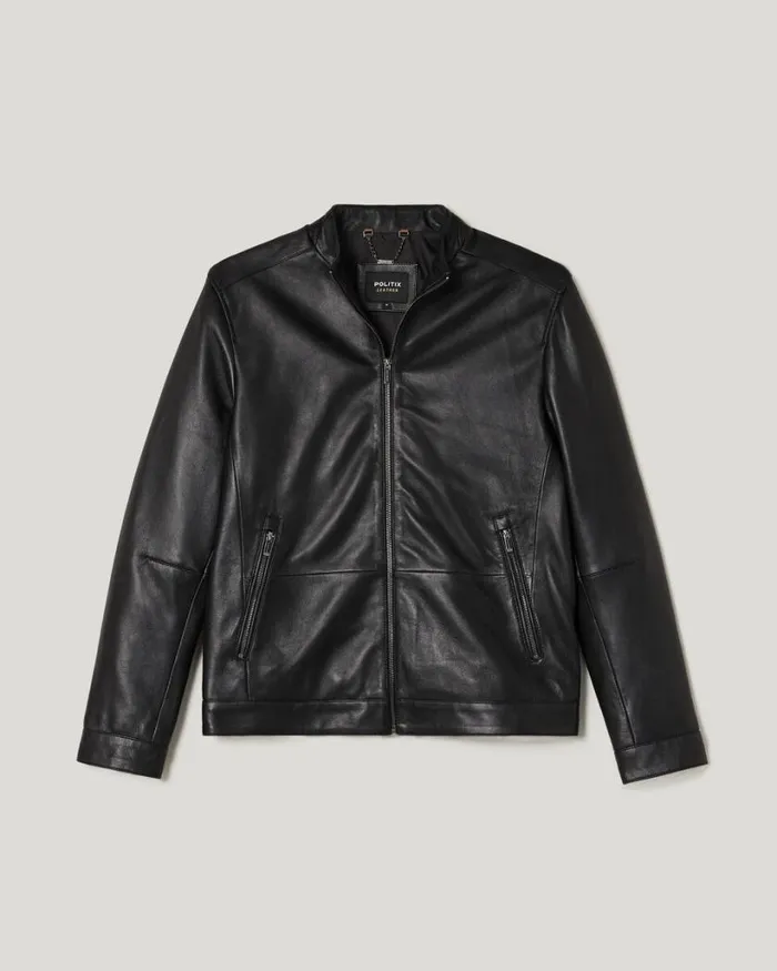 Politix Coats and Jackets Men Clean Biker Jacket Black