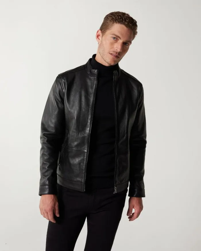 Politix Coats and Jackets Men Clean Biker Jacket Black