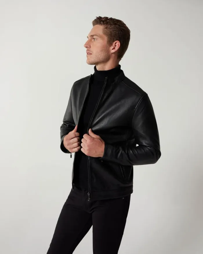 Politix Coats and Jackets Men Clean Biker Jacket Black